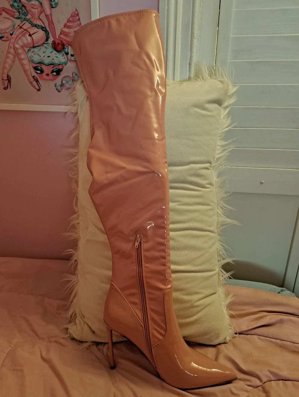 Steve Madden Thigh High Pink Patent Boots